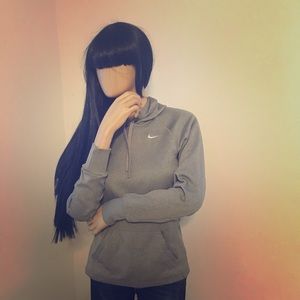 Gray Nike Women Pullover Hoodie